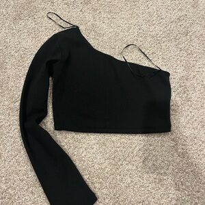 Princess Polly Black Asymmetrical Crop Top